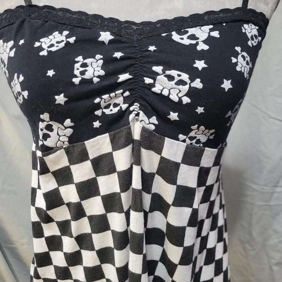 Girly Skulls and Checks Babydoll Top - Picture 3 of 7